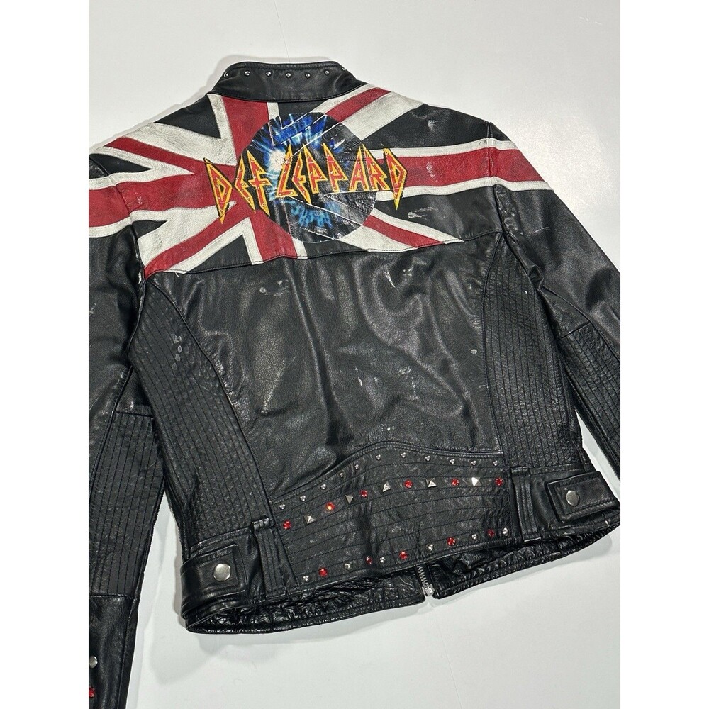 Wilson’s Leather Def Leppard Jacket Women’s Medium Studded Distressed Black Zip - Picture 3 of 15